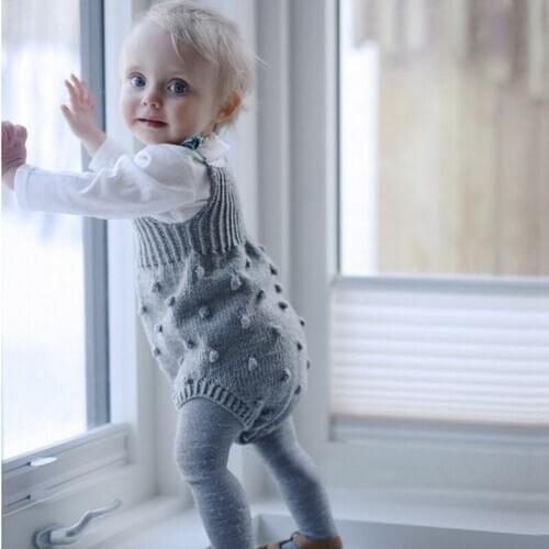 Newborn Spring Autumn Boys Girls Pure Color Jumpsuits Clothes Baby Boys Girls Braces Rompers Knitted Children Rompers
