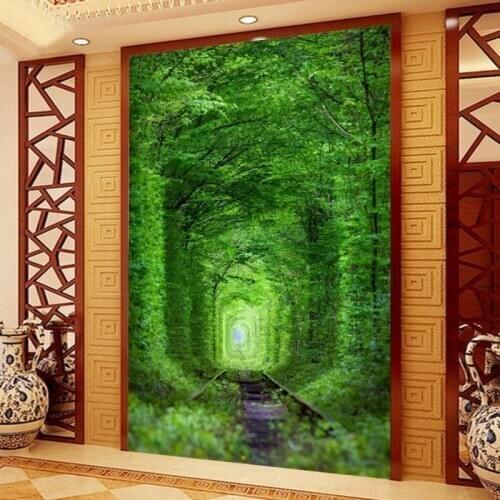 Custom 3d mural Custom high quality living room restaurant mural tree wood board path 3D mystery wallpaper