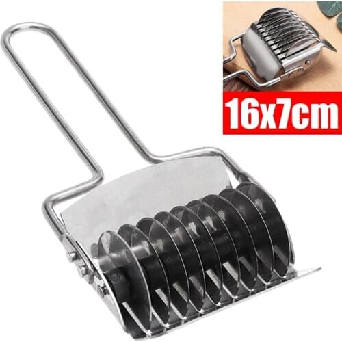 1Pcs Rotary Stainless Steel Spaghetti Pasta Noodle Cutter Herb Food Veg Roller Chopper Tool DIY Dough Cutting Tool