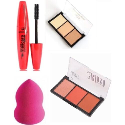 MONİCATİME 4 lü set aydınlatıcı+allık+slikon maskara+sünger 01