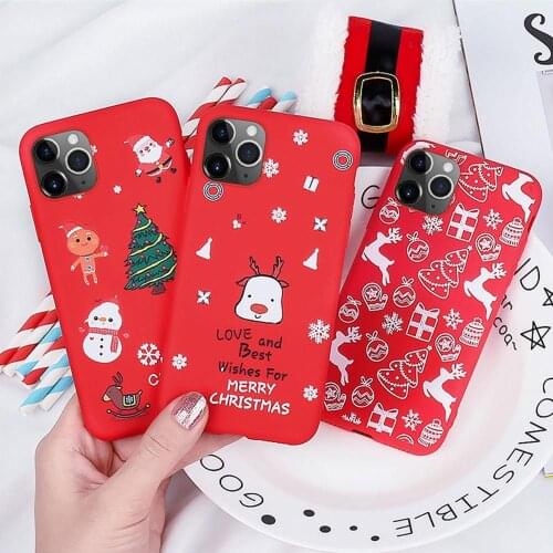 Cute Christmas Cartoon Silicone Case For iPhone 11/11 Pro/11 Pro Max Christmas Deer Snowman Shockproof Back Cover TPU Phone Case