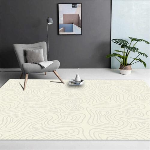 Nordic Beige Area Rug For Living Room Abstract Geometric Curve Carpet Girls Bedroom Mat Chair Mat Non-slip Modern Decoration