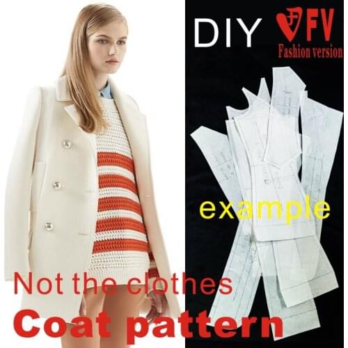 Mid-length handsome lapel double-breasted coat sewing drawings 1:1 clothing DIY pattern BFY-62