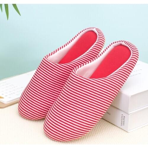 SunNY Everest slipper women winter home slipper floor shoes couple stripe indoor mute non-slip soft sole family simple plus size