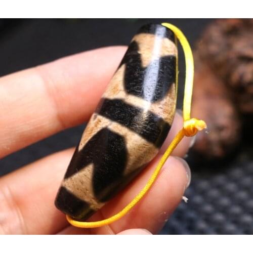 UPD0316A11 Energy Tibetan old Agate Double Tiger Tooth Horn Shape dZi Bead Amulet Pendant A LKbrother Top Quality