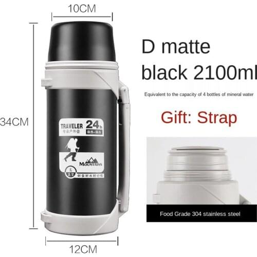 Large Capacity Vacuum Cup Mens Thermal Carafe Outdoor Stainless Steel Car Travel Kettle Vacuum Bottle Lettering Can Be