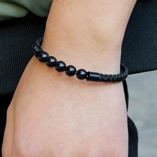 CIBOCIBO Vintage Braided Leather Bracelet Men Color Beaded Bracelet Men Charm Bracelet Braided Bracelets Pulsera Hombre Armband