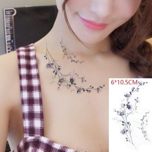 Waterproof Temporary Tattoo Sticker ins Purple flowers sexy Body Art flash tatoo fake tatto for Women Men