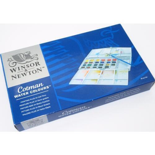 Winsor & Newton Cotman Watercolor 24 Colors Half Pan Set Solid Paints