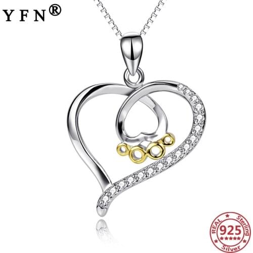 YFN 925 Sterling Silver Paw Necklace Cat Dog Heart Footprint Crystal Zircon Necklaces Pendants Valentines Day Gifts Moms Gifts