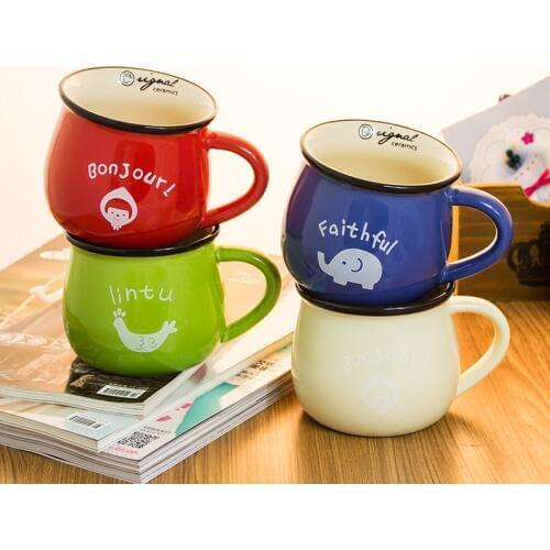 Zakka Groceries Retro Creative Ceramic Large Belly Cup Korean Simple Breakfast Milk Cup Coffee Mugs Cartoon Animal Water Mugs