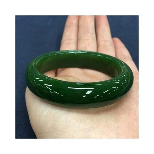 Zheru Jewelry Natural Hetian Jade Green 54-64mm Bracelet Elegant Princess Jewelry Best Gift for Mom and Girlfriend