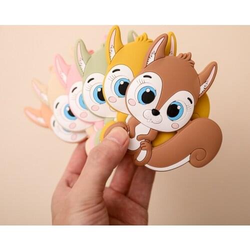 Baby Teether BPA Free Teething Teether Toy Baby Squirrel Teether Silicone Beads DIY Pacfier Chain Gift Baby Born Accessories