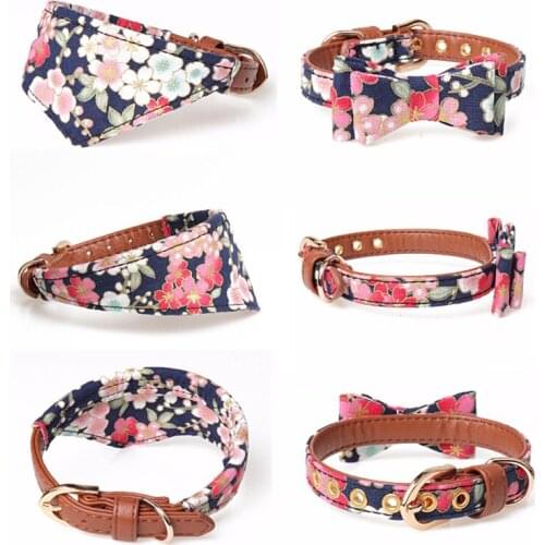 1pc Japanese Style Pet Dog Collars Leash Set with Bow Tie Collar Cat Accessories Pet Adjustable Collar Metal Buckle Durable