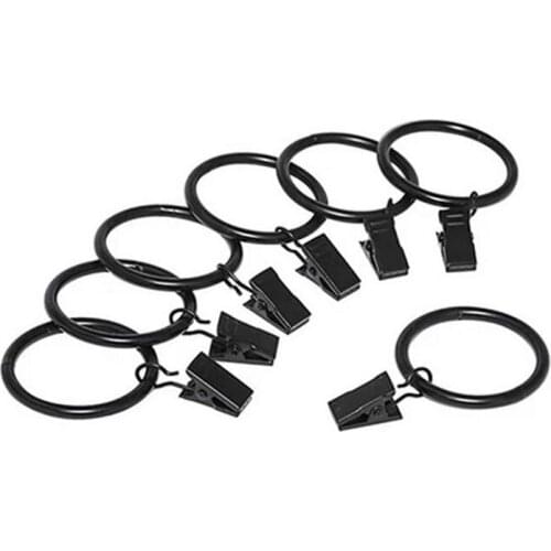10 pcs/lot High Quality Black Mini Stainless Steel Window Curtain Hook Metal Rings Clips With Clip 4x50 mm