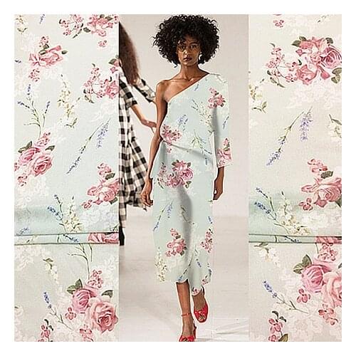 100% silk light green digital printing silk georgette fabric high fashion dress fabric spring and summer