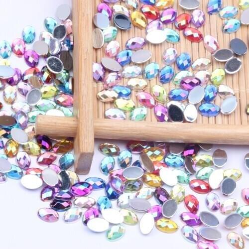 10000pcs 4x6mm Oval Shape Earth Facets Acrylic Rhinestones Flatback AB Colors Glue On Beads DIY Jewelry Nails Art Supplies
