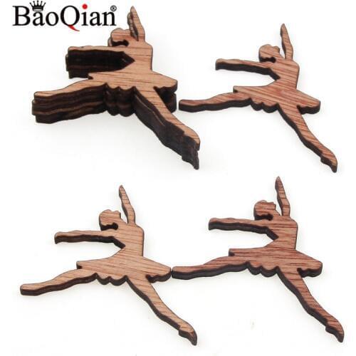 15Pcs Wooden Ballet Girl Wood DIY Crafts Festival Home Crafting Decoration Embellishment Hanging Ornaments 50x37mm