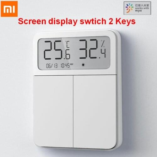 2021 Xiaomi Mijia Smart Screen Display Wall Switch Lamps Remote Control Wireless 3 Keys Temperature Humidity Display