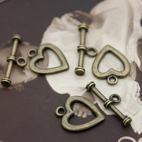 30pcs (15Sets) 19x15mm Antiqued Bronze Plated Vintage Alloy Heart Jewelry Charms Pendants drop diy Findings