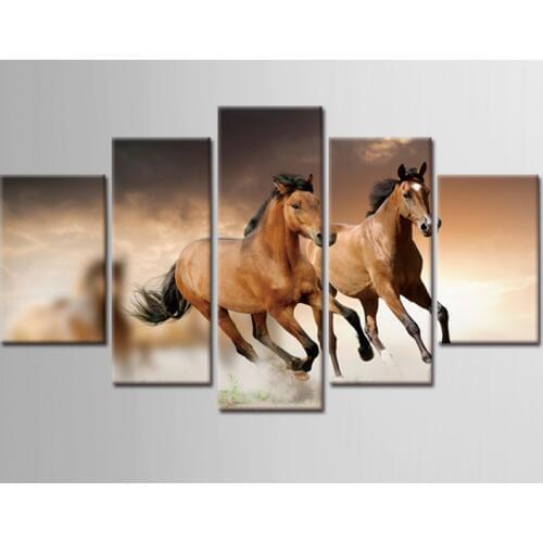 5 Piece Canvas Art Run Horse Frame Pictures Painting On Canvas Home Decoration Wall Decor Home Canvas Pictures for Living Room