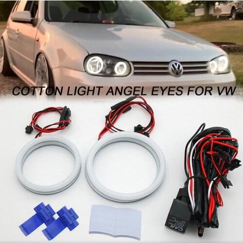 White Cotton LED Angel Eyes Headlight Kits for VW Volkswagen Golf 4 5 IV V 1998-2009 Auto Accessories Halo Ring Kits