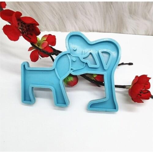 13MC Dogs Kiss Keychain Epoxy Resin Mold DIY Crafts Jewelry Pendant Silicone Mould