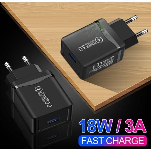 Quick Charge 3.0 18W QC 3.0 4.0 Fast charger USB portable Charging Mobile Phone Charger For iPhone Samsung Xiaomi Huawei