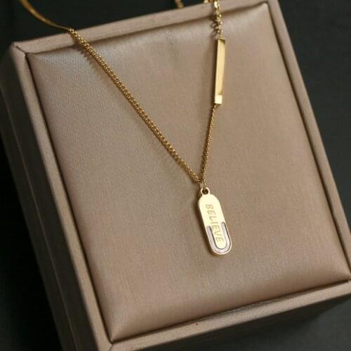 316L Stainless Steel New Fashion Upscale Jewelry Believe Carving Natural Shell Charms Chain Choker Necklace Pendant For Women