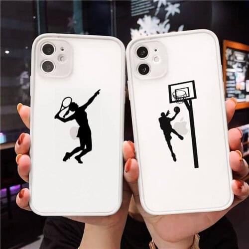 Baseball Football Tennis Sports Phone Case For iPhone 12 11 Mini Pro XR XS Max 7 8 Plus X Matte transparent White Cover