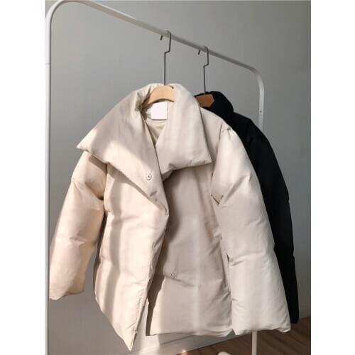 ElfStyle Women White Duck Down Coat - Female Winter 2020 New Black/Beige Soft Warmer Down Jacket