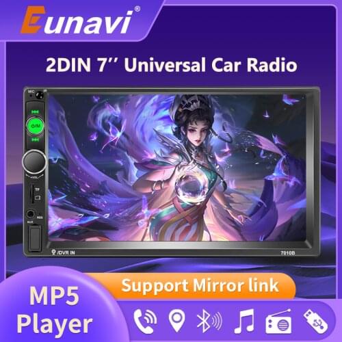 Eunavi 2DIN Touch Screen Auto audio Car Radio 7" HD Autoradio Multimedia Player Car Stereo MP5 Bluetooth USB TF FM Camera BT