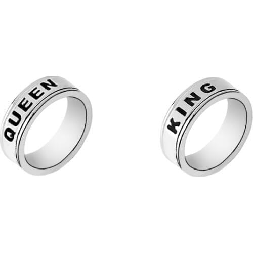 King Queen Rings Stainless Zine Alloy Lovers Rings for Men Women Romantic Wedding Engagement Fashion Jewelry