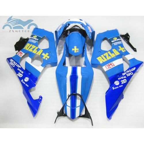 Aftermarket ABS plastic Fairing kits for SUZUKI K3 GSXR1000 03 04 moto sport racing fairings kit GSXR 1000 2003 2004 blue RIZLA