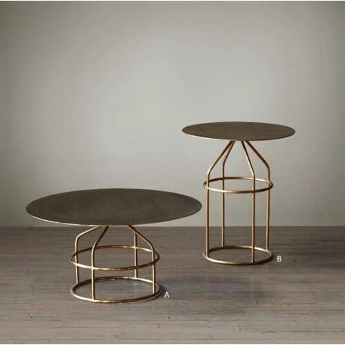 Round Coffee Table Gold Bracket Rug Nordic Living Room Center Table Bedroom Bedside Metal Meubles De Salon Side Table ZZ50CJ