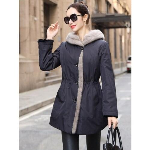 Fashion High Quality Genuine Mink Coat Luxury Fur Jacket Hooded Jackets for Women 2020 Warm Womens Coats Mujer Parkas Zjt517