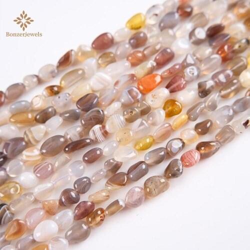 Natural 6-8MM Stone Chip Gravel Botswana Agates Irregular Beads For Jewelry Making Diy Bracelet Necklace Strand 15'' Wholesal