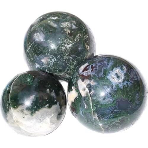 Natural Moss Agate Quartz Sphere Ball Stones Crystal Reiki Healing Meditation Polished Decor Stones