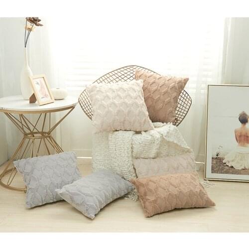 Cushion Cover Plush Pillow Cover for Sofa Living Room Grometric Housse De Coussin 45*45 Decorative Pillows Nordic Home Decor