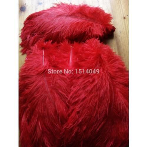 Wholesale Quality 50pcs perfect Leniency Male red natural ostrich feather 12-14inch/30-35cm decorative diy