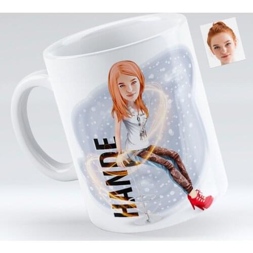 Personalized Women 'S Caricature Of White Mug Bardak-39