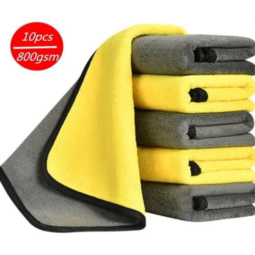 800GSM 3/5/10PCS Car Wash Microfiber Towel Car Cleaning Drying Cloth Paint Care Cloth Detailing Washing Towel Cleaning Tool Logo