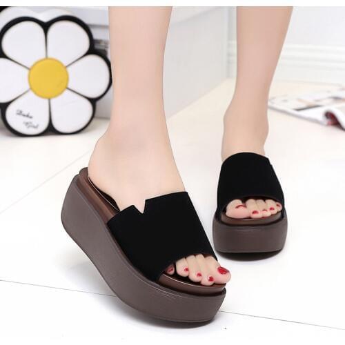 Lucyever Casual Women Open Toe Platform Flats Summer Slippers Ladies Thick Sole Outdoor Slides Classice Beach Flip Flops