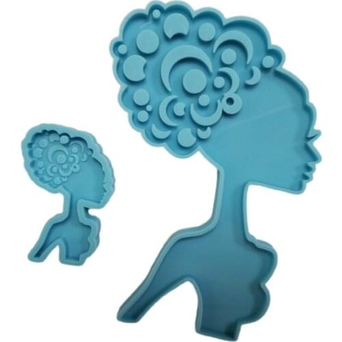 Super Glossy Woman Head Epoxy Resin Mold Keychain Casting Silicone Mould DIY Crafts Jewelry Pendant Making Tools W0YA