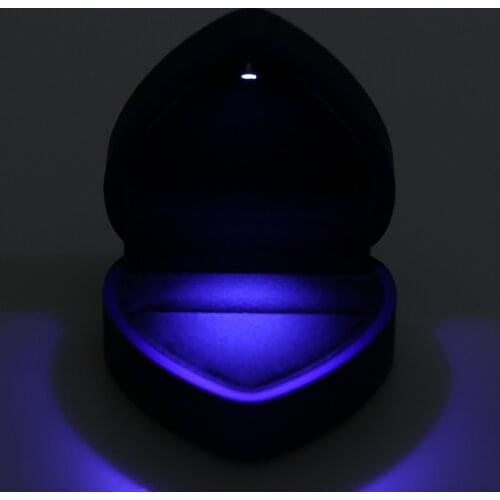 LED Jewelry Gift Box Case Elegant Velvet Ring Pendant Box With LED Light