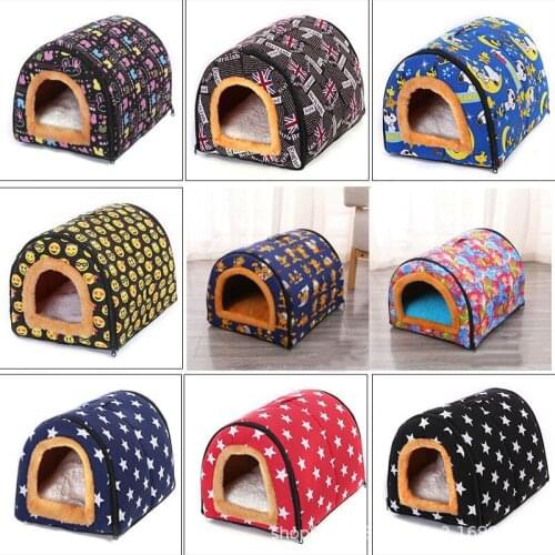 Teddy Kennel Puppy Tent Dual-Use Thickened Cat Nest Removable and Washable Pets House Portable Beds Luxury Dog Soft Villa