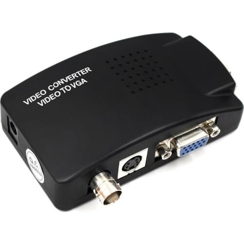 BNC to VGA Video Converter S-video Input to PC VGA Out Adapter Digital Switcher Box For PC TV Camera DVD DVR