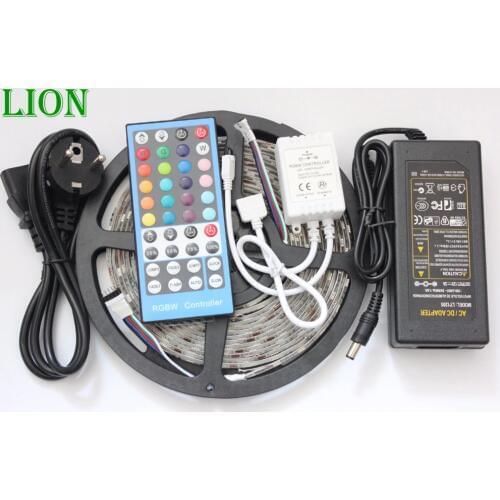 Waterproof IP20/65/67 5050 RGBW WW LED Strip 5M 300 Led SMD 40 Keys IR Remote Controller 12V 5A Power Adapter Flexible Light