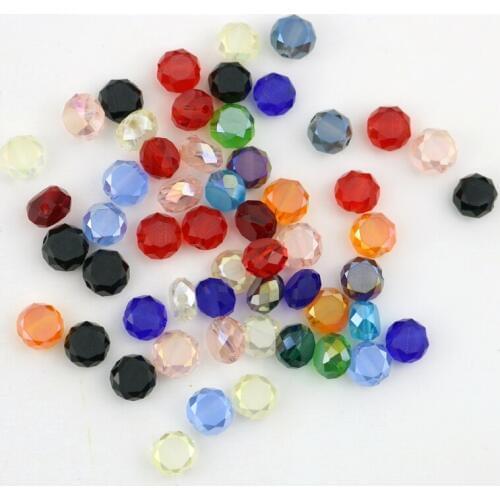 Top quality 700pcs 8mm Loose Faceted Crystal Beads Random Mixed Color Rondelle Glass Beads For Jewelry Making Craft DIY Beads