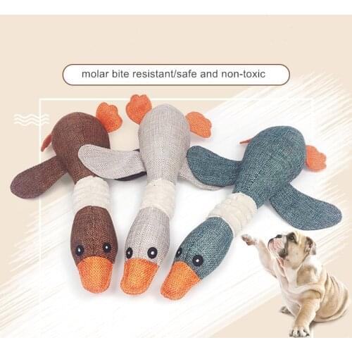 30CM Cloth Pet Dog Chewing Sound Toy Cartoon Goose Doggy Funny Chew Toys Teeth Clean Playable Ducks squeak Squeeze Puppy Toy